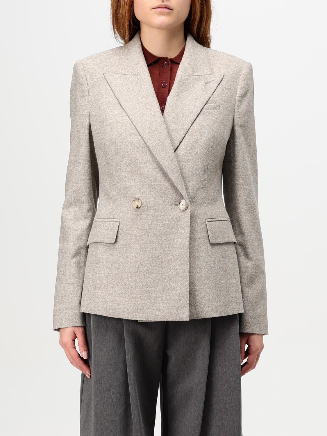 Shop Hugo Boss Jacket Boss Woman Color Grey In Grau