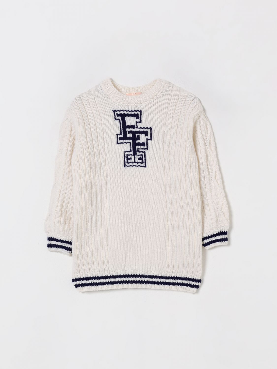 Elisabetta Franchi La Mia Bambina Intarsia-logo Sweater In Yellow