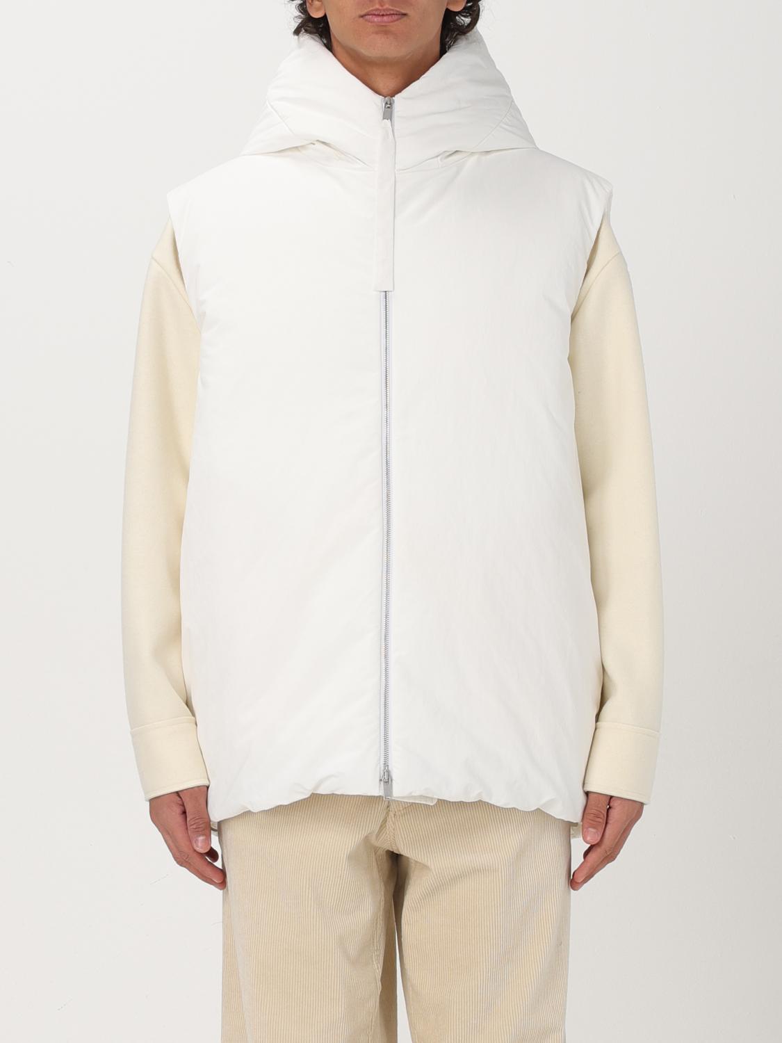 Jil Sander Padded Sleeveless Jacket With High Collar And Zip Closure In Weiss