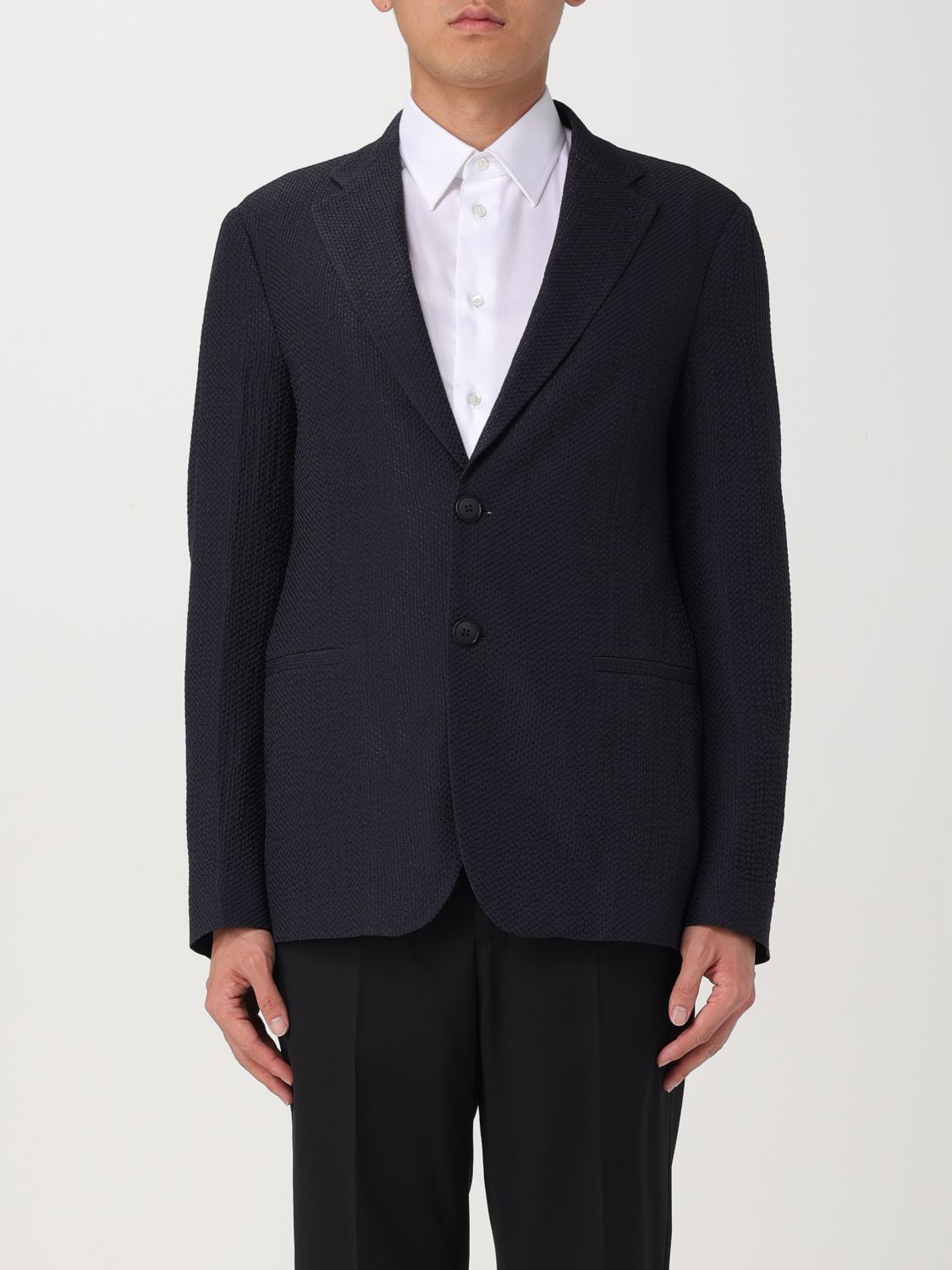 Shop Giorgio Armani Blazer  Men Color Blue In Blau