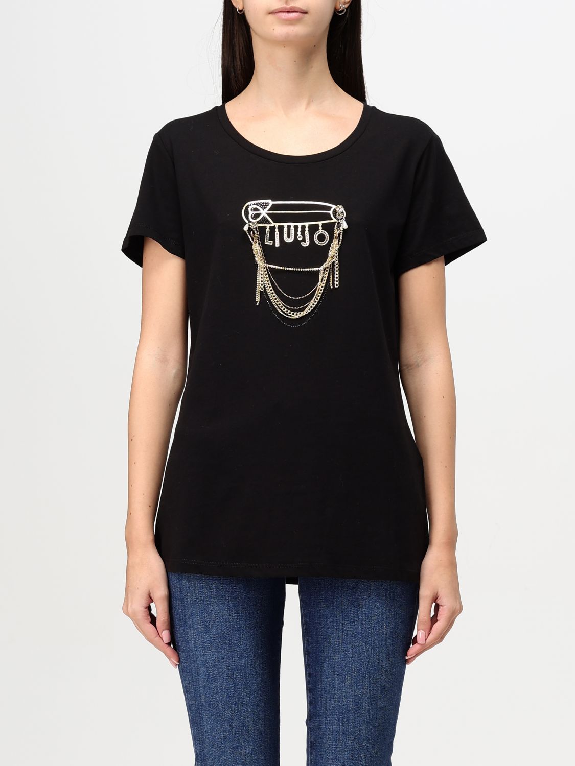 Shop Liu •jo T-shirt Liu Jo Woman Color Black In Schwarz