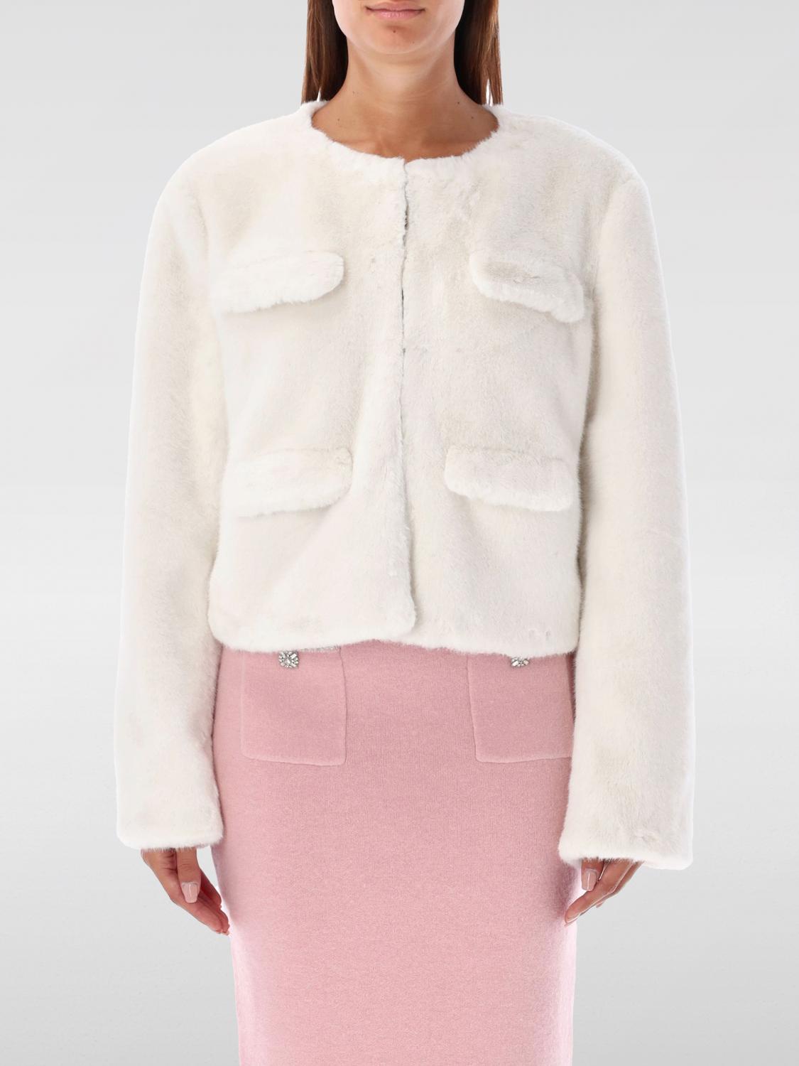 Shop Self-portrait Jacket Woman Color White In Weiss