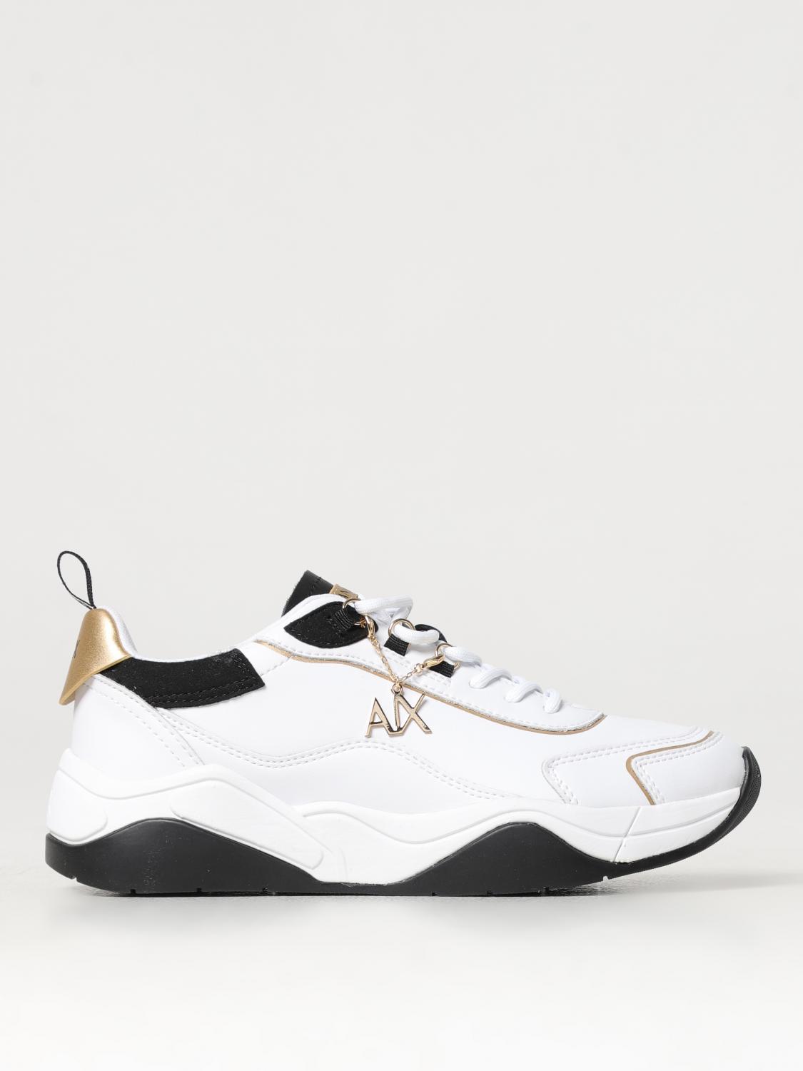 Armani Exchange Logo-charm Leather Lace-up Sneakers In Weiss