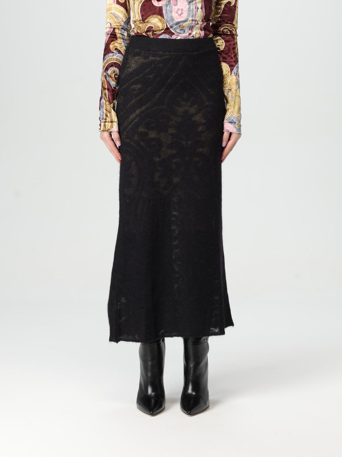 Etro Knitted Jacquard Midi Skirt In Bunt