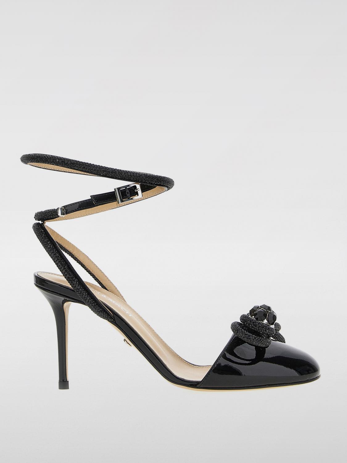 Mach&mach Double Bow Strass Ankle-strap Pumps In Schwarz