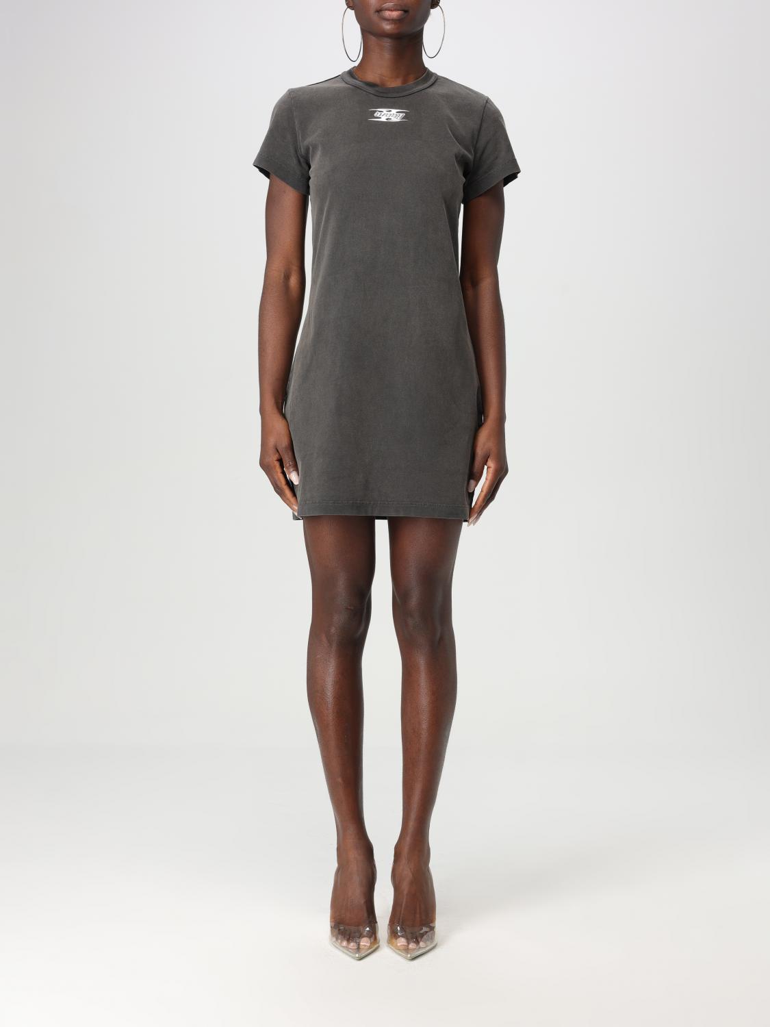 Alexander Wang 'mini Dress With Embossed Logo In Brown