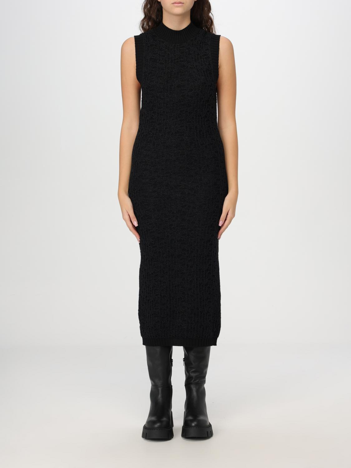 Dondup Midikleid Mit Logo-schild In Schwarz