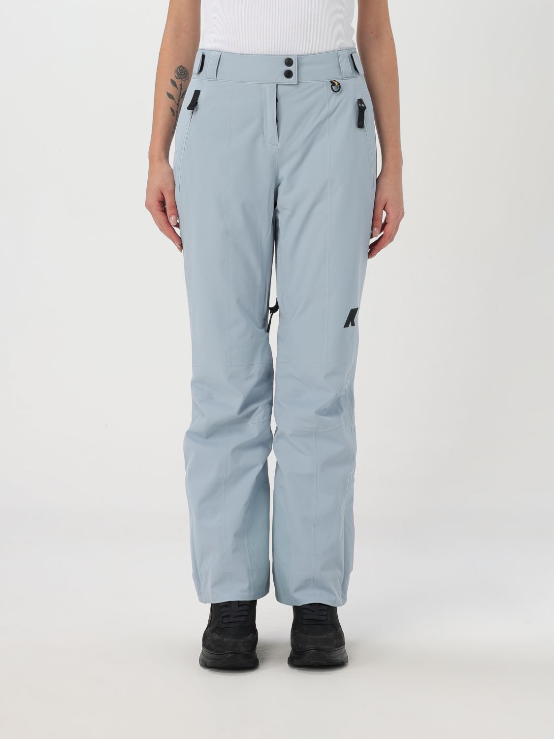 Shop K-way Pants  Woman Color Blue In Blau