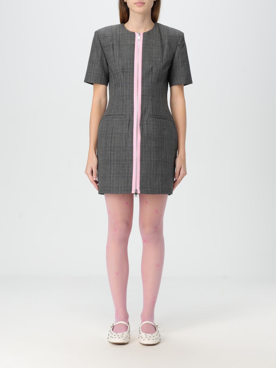 Shop Msgm Dress Woman Color Grey In Grau