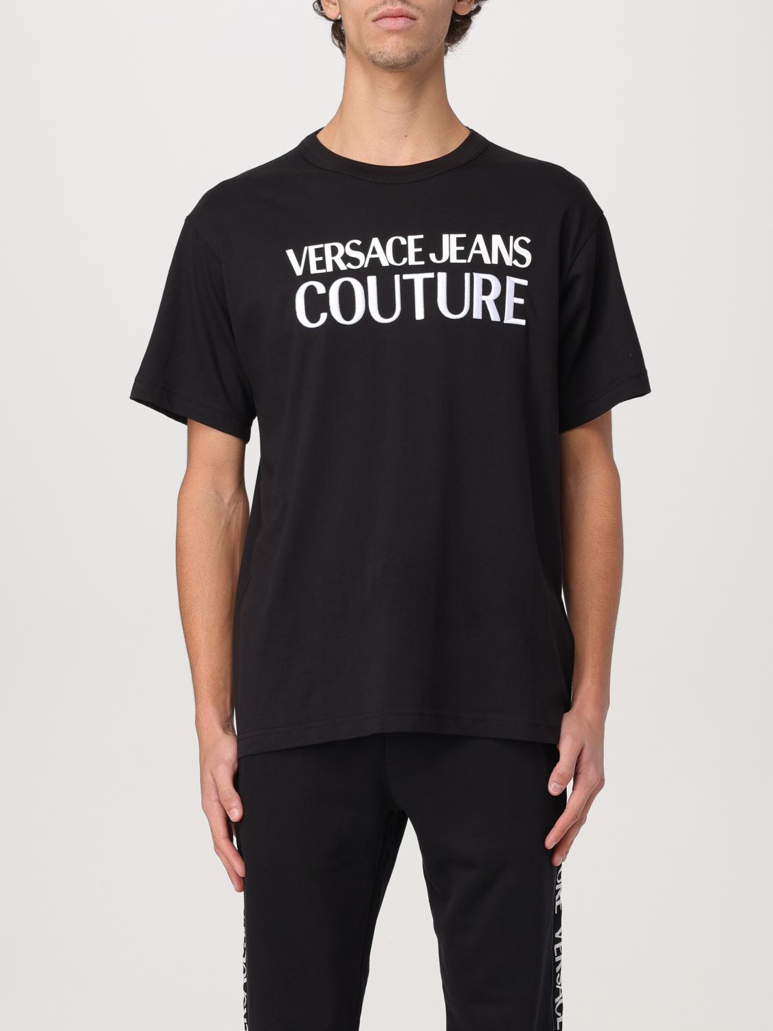 VERSACE JEANS COUTURE T-Shirt Men color Black　VERSACE JEANS COUTURE Tシャツ メンズ カラー ブラック VERSACE