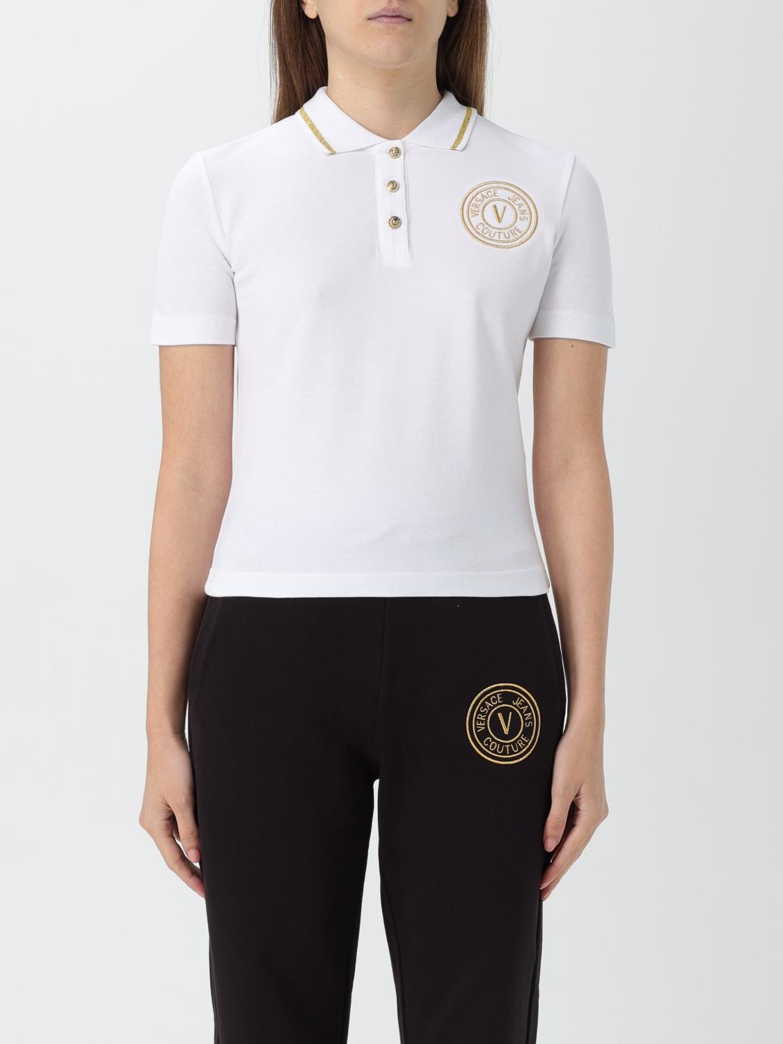 Shop Versace Jeans Couture Polo Shirt  Woman Color White In Weiss