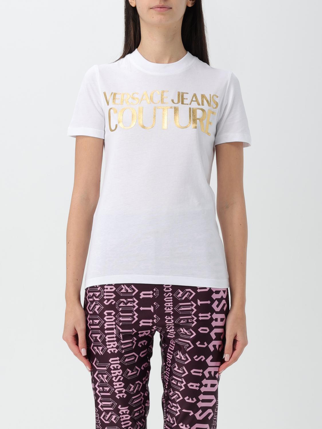Versace Jeans Couture Upside Down-logo Cotton T-shirt In Weiss