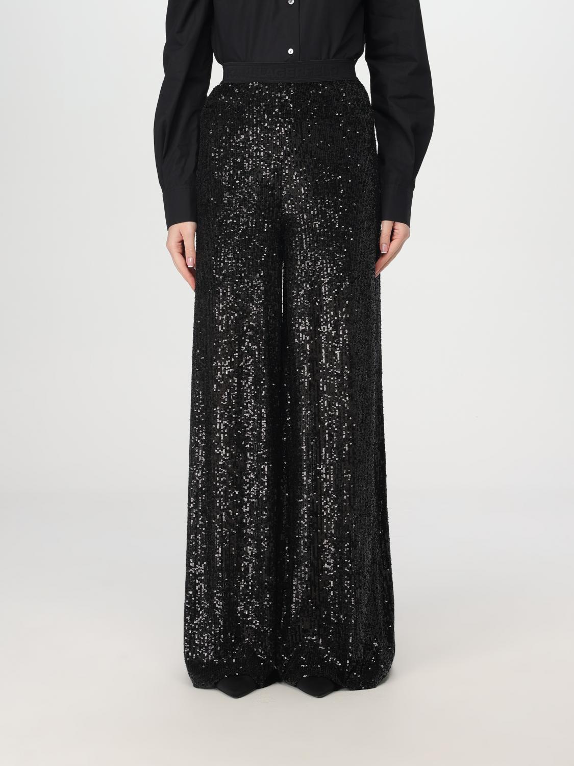 Karl Lagerfeld Sequin-embellished Jersey Trousers In Schwarz