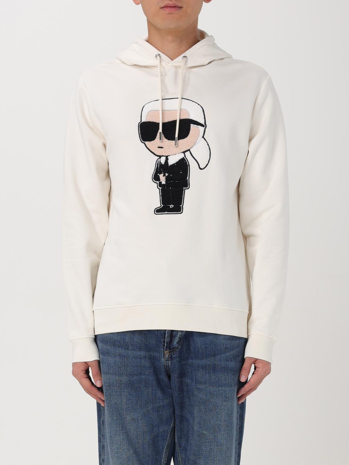 Karl Lagerfeld Patch Hoodie In Beige