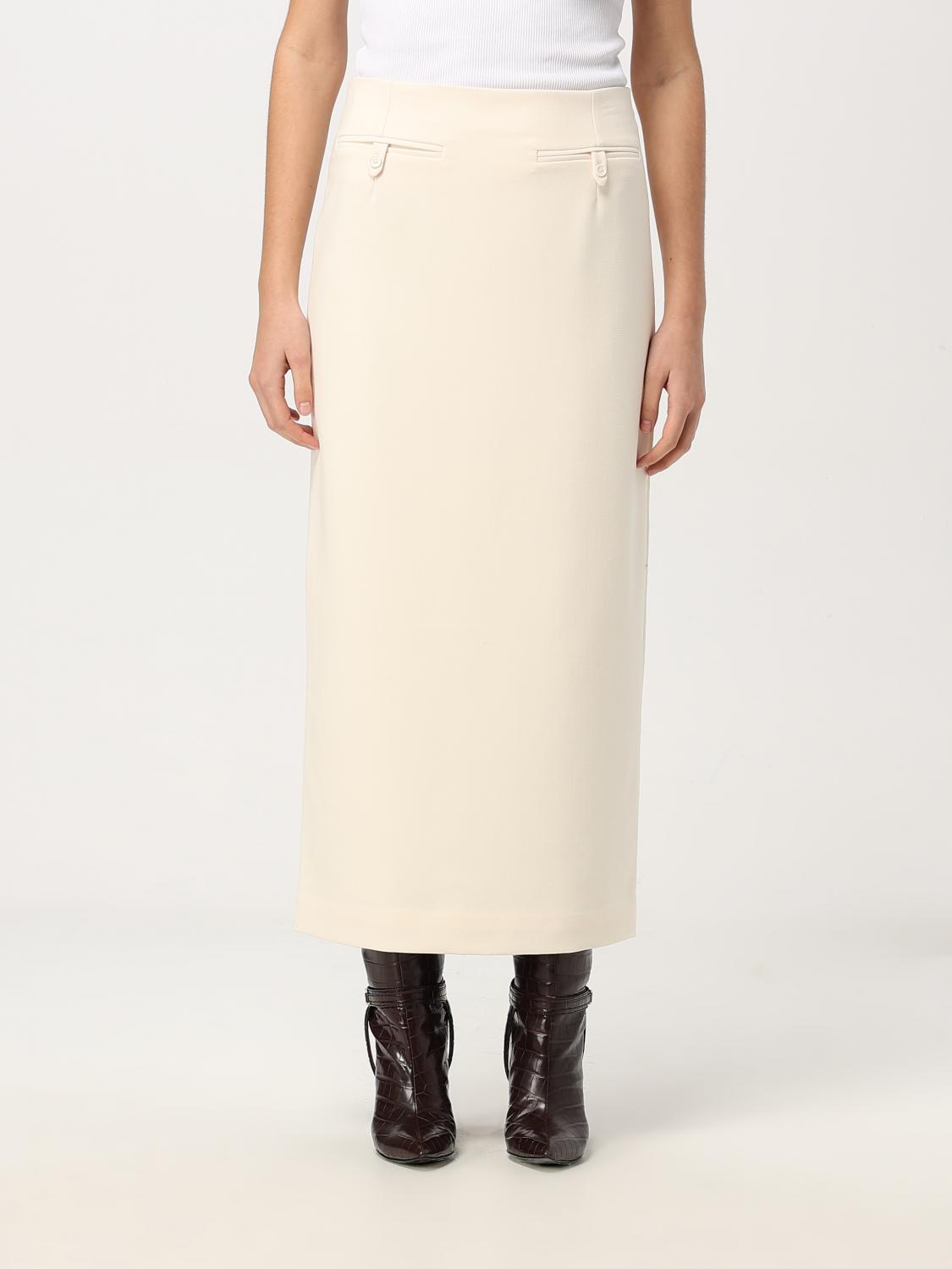 Staud Tailored Skirt With Slit And Pockets In White