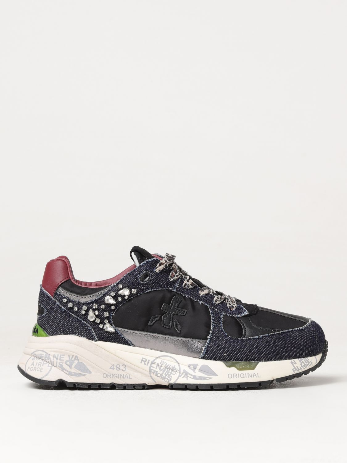 Shop Premiata Sneakers  Woman Color Denim