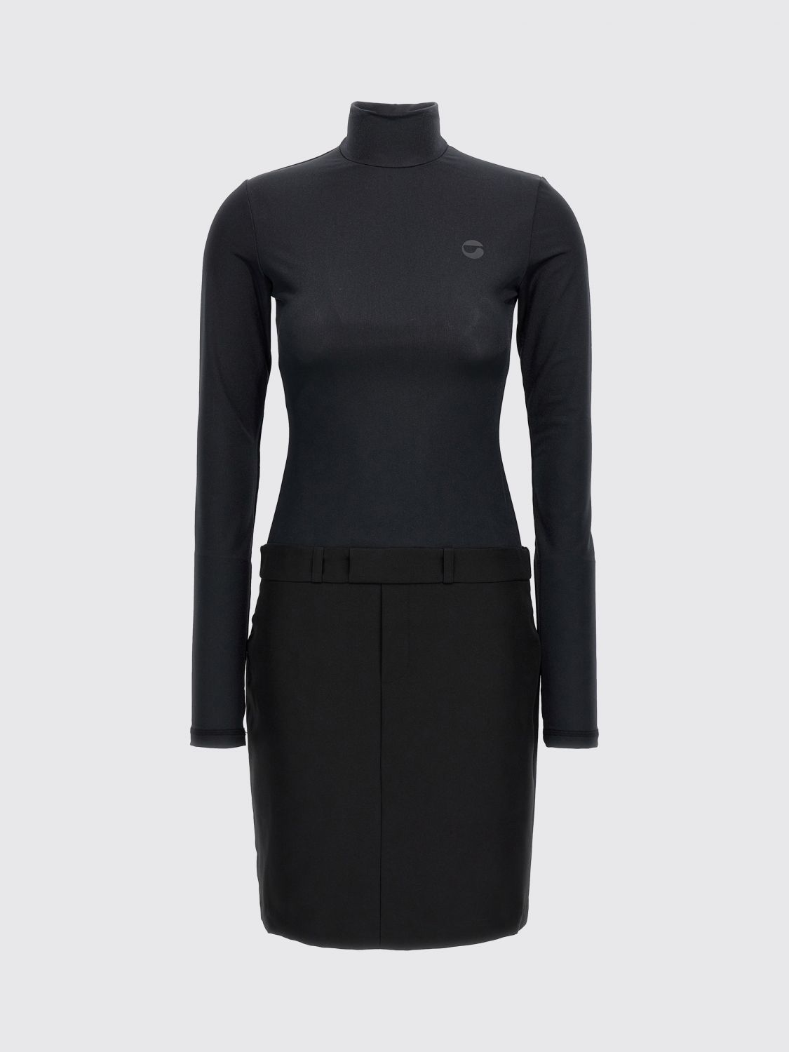Coperni Structured High Neck Dress With Belt Loops In Black