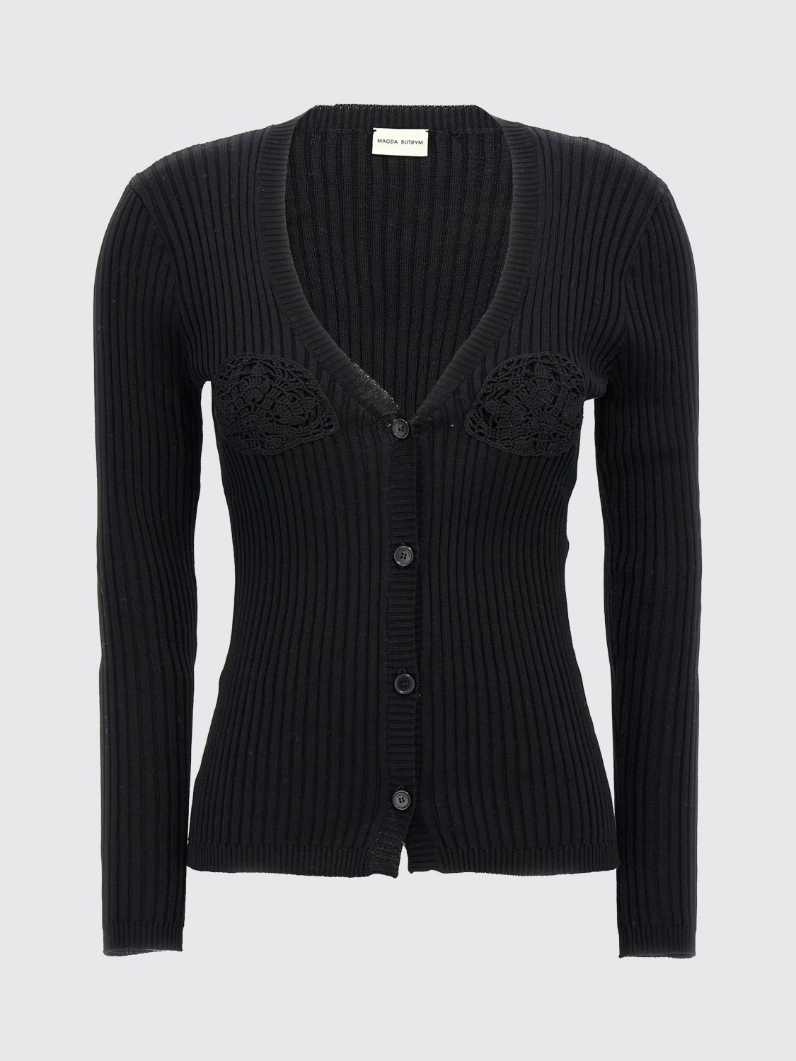 Magda Butrym '08' Crochet Knit Cardigan In Black