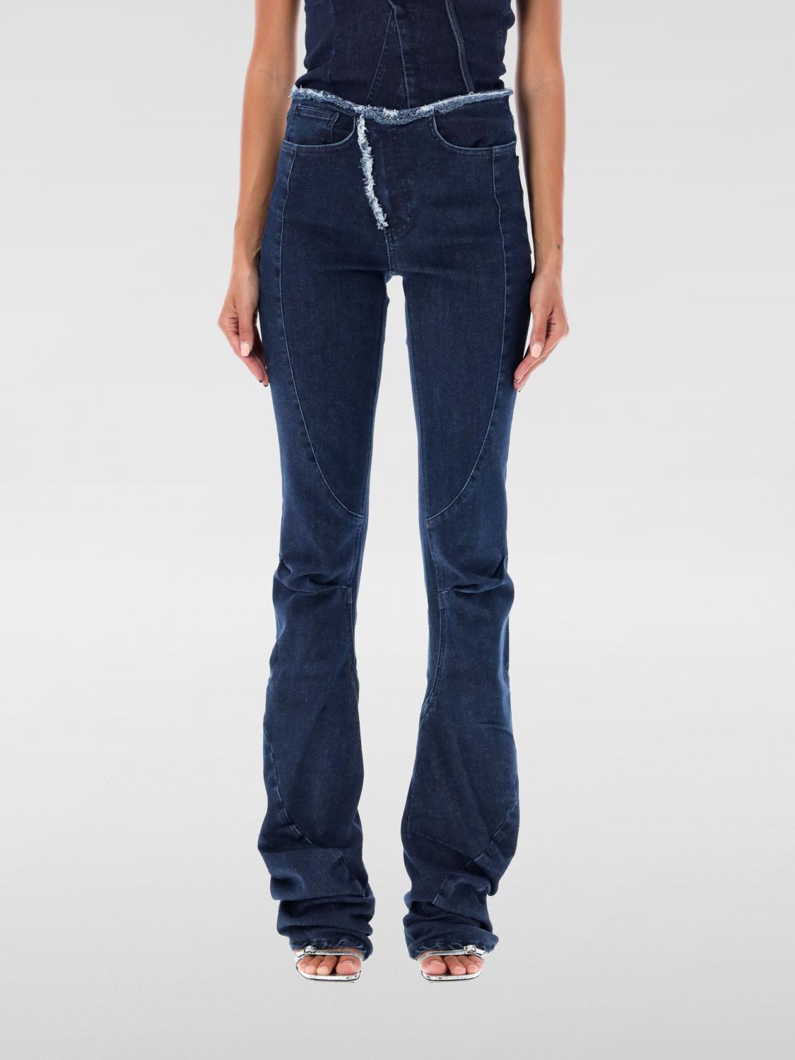 Ottolinger Women's Denim Raw Edge Draped Design Pants In Blau