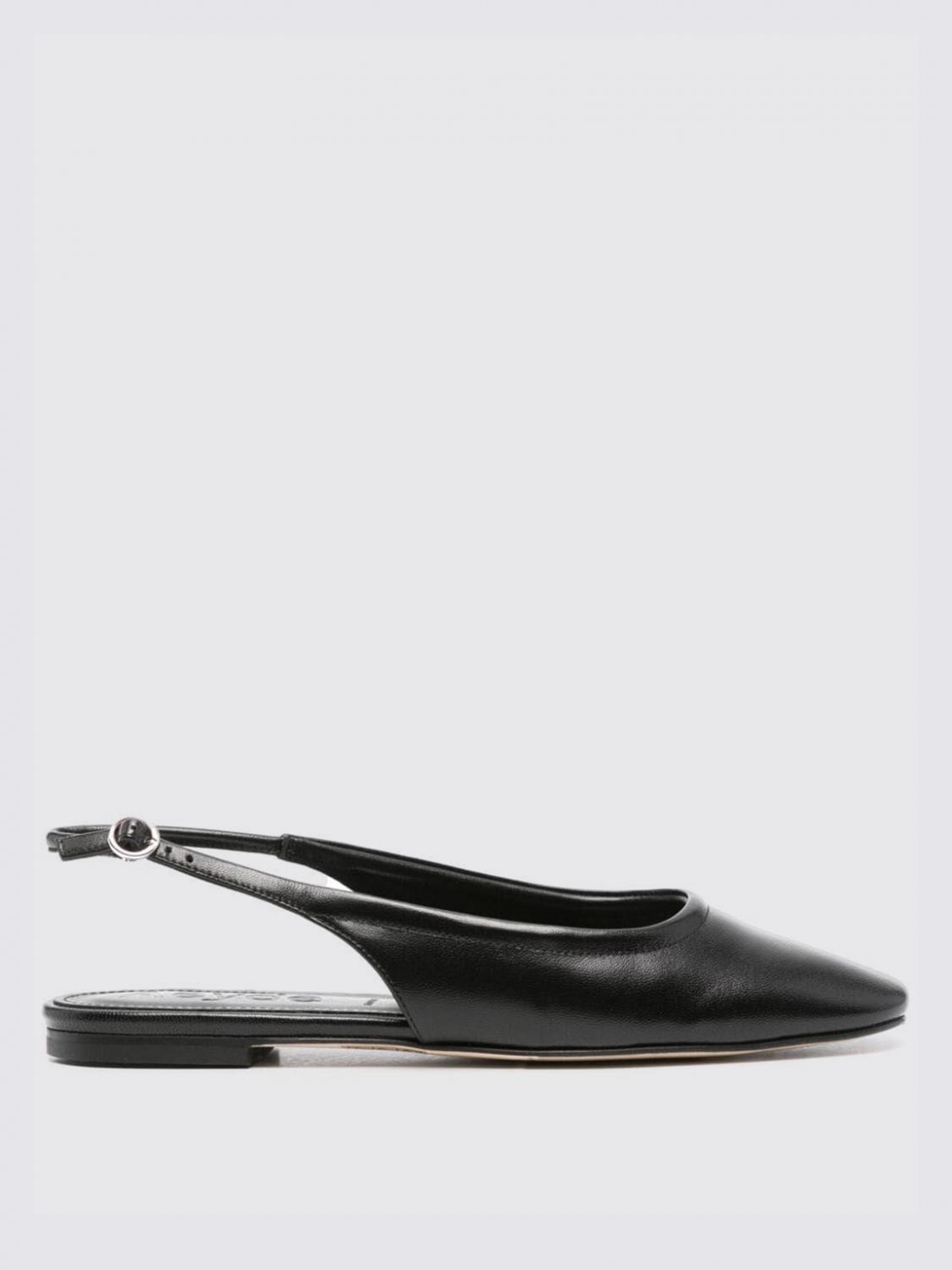 Aeyde Square-toe Leather Ballerina Shoes In Schwarz
