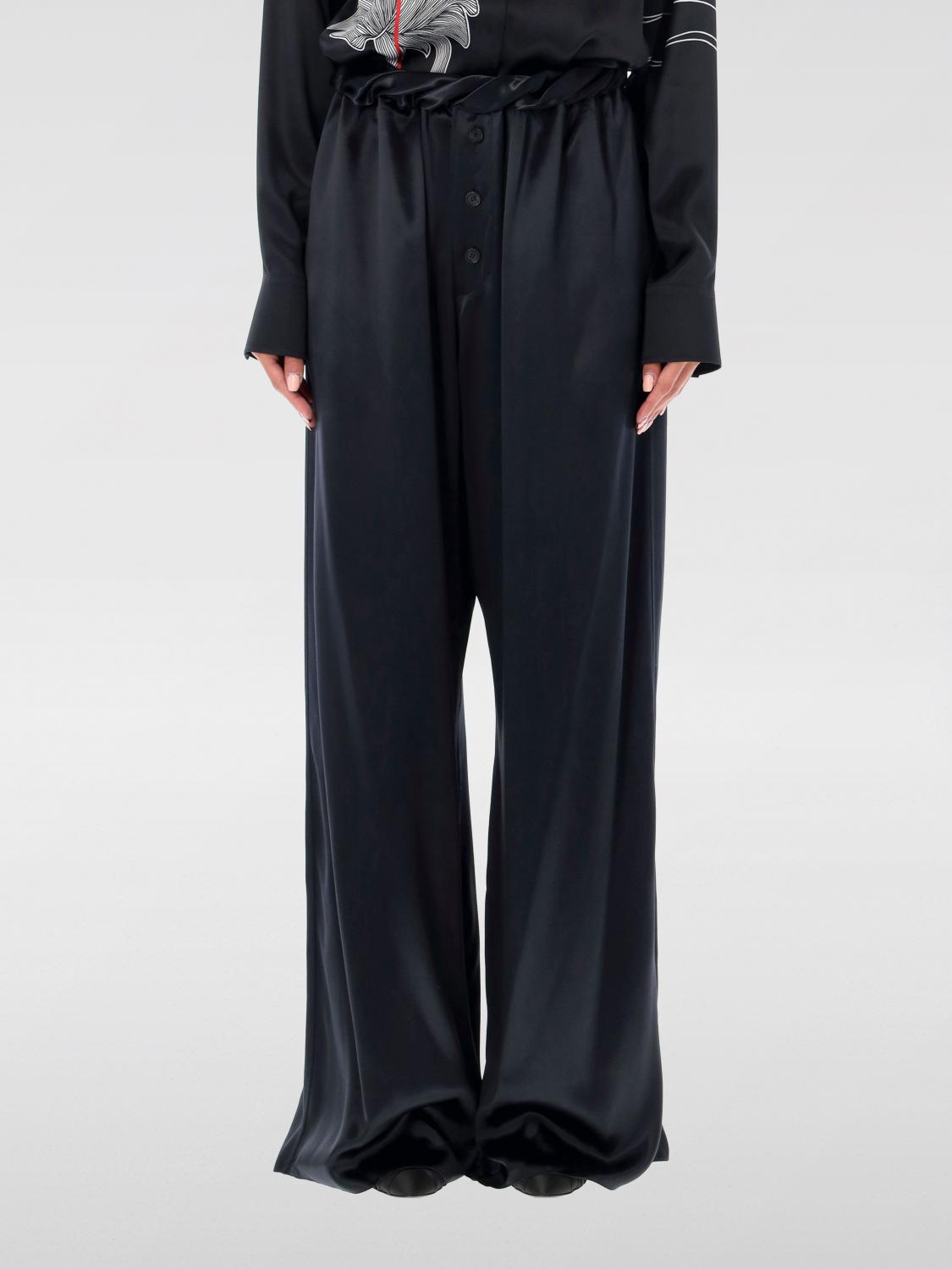 Ferragamo Gathered Satin Wide-leg Pajama Pants In Schwarz