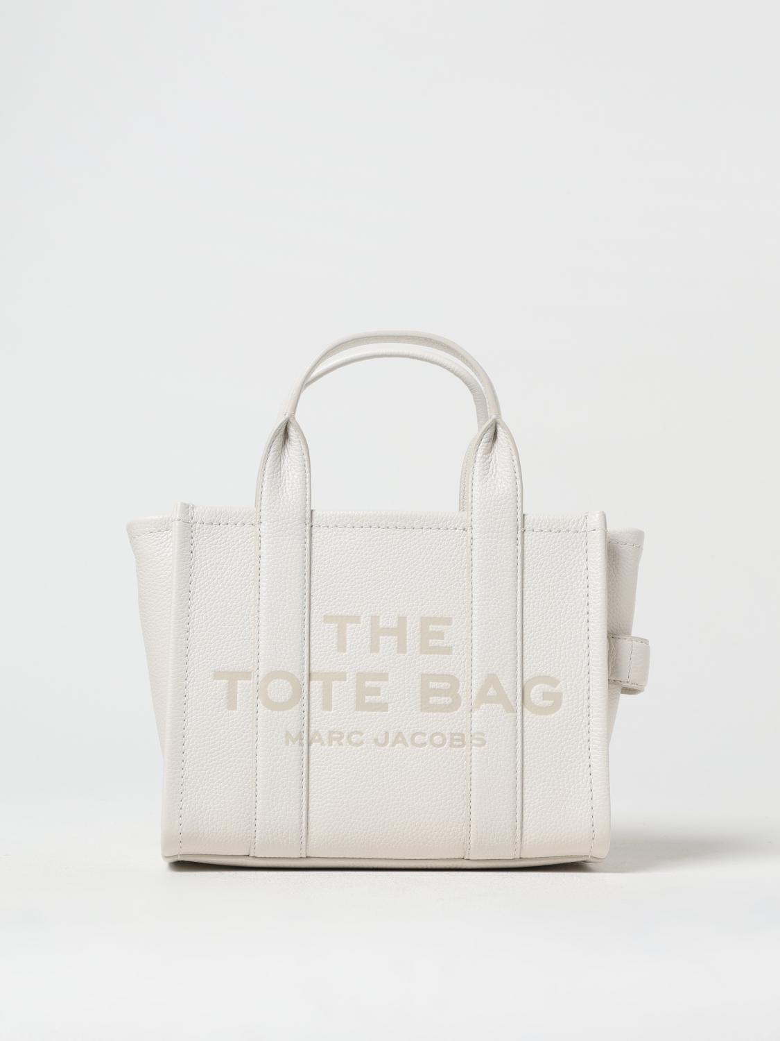 Marc Jacobs Leather Shopper Bag With Detachable Strap And Top Handles In Natural