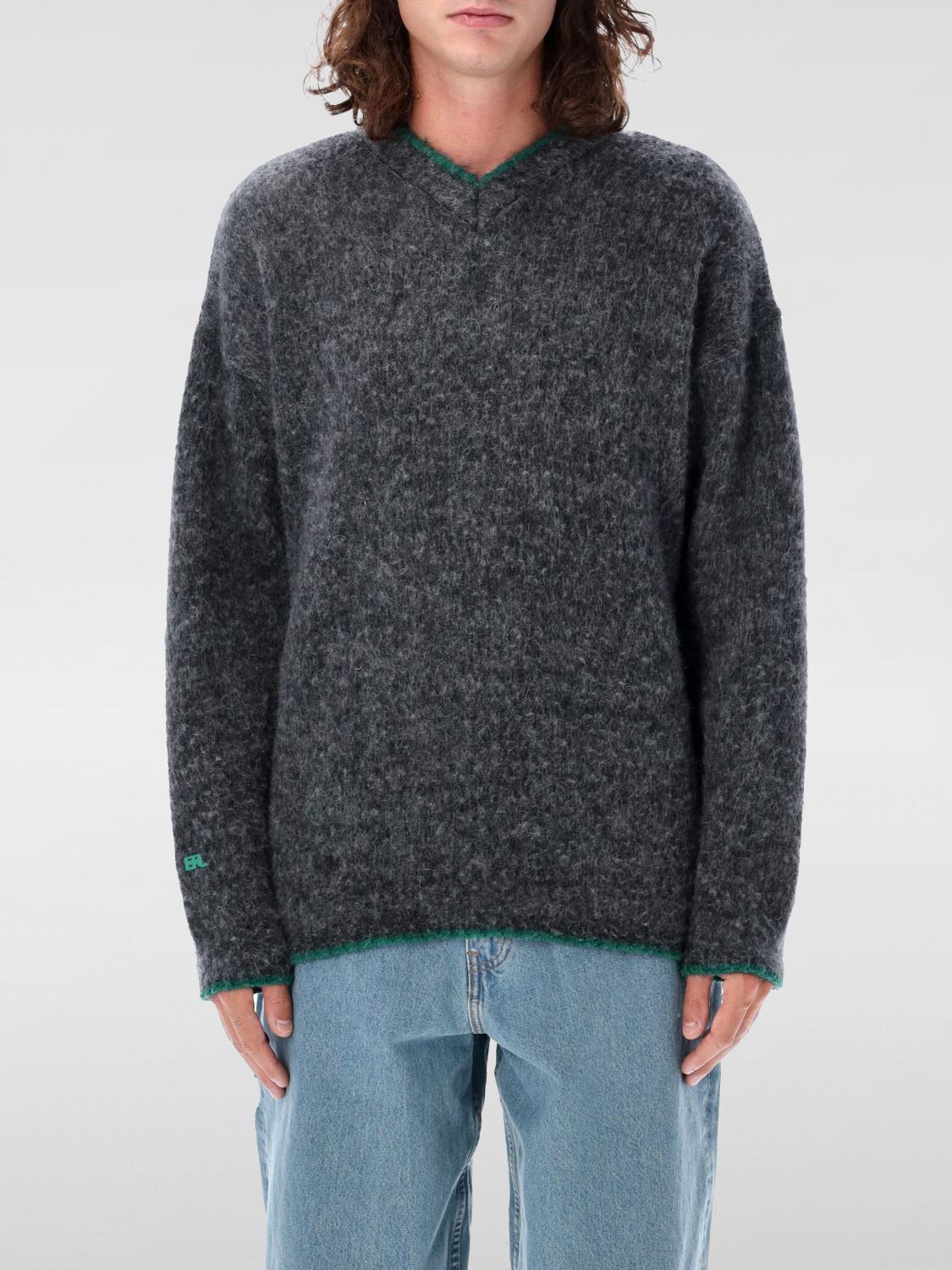 Erl V-neck Sweater Long Sleeves In Grau