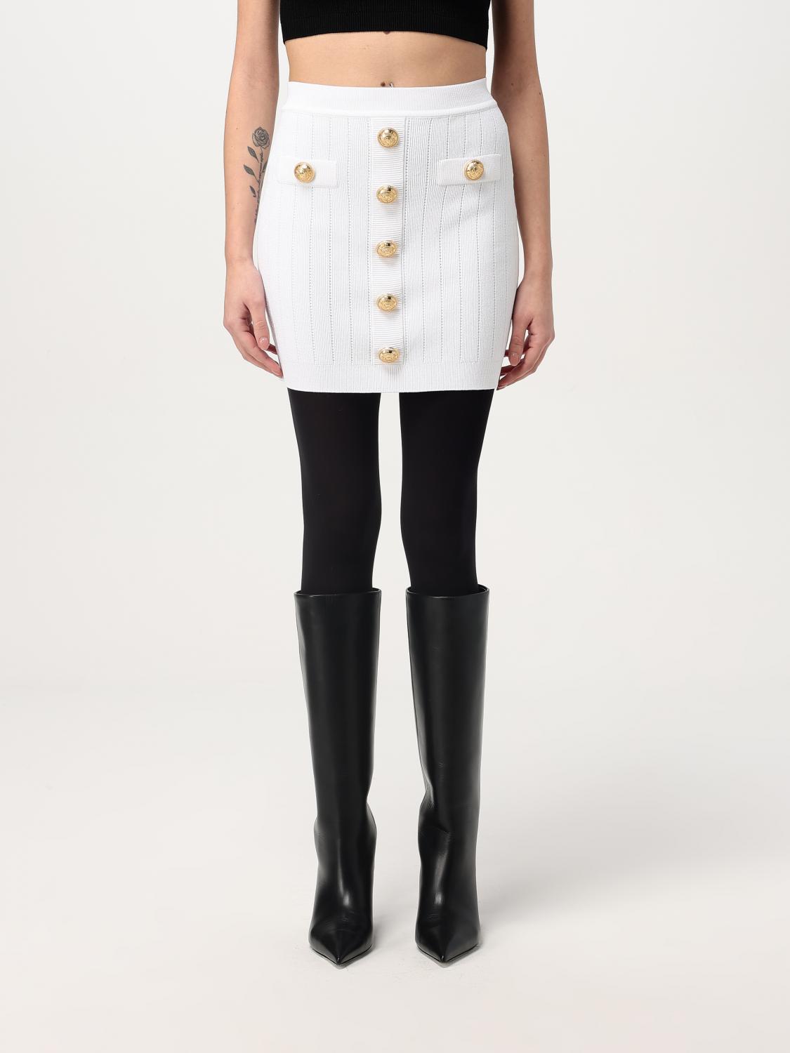 Balmain Skirt Woman Color White In Weiss