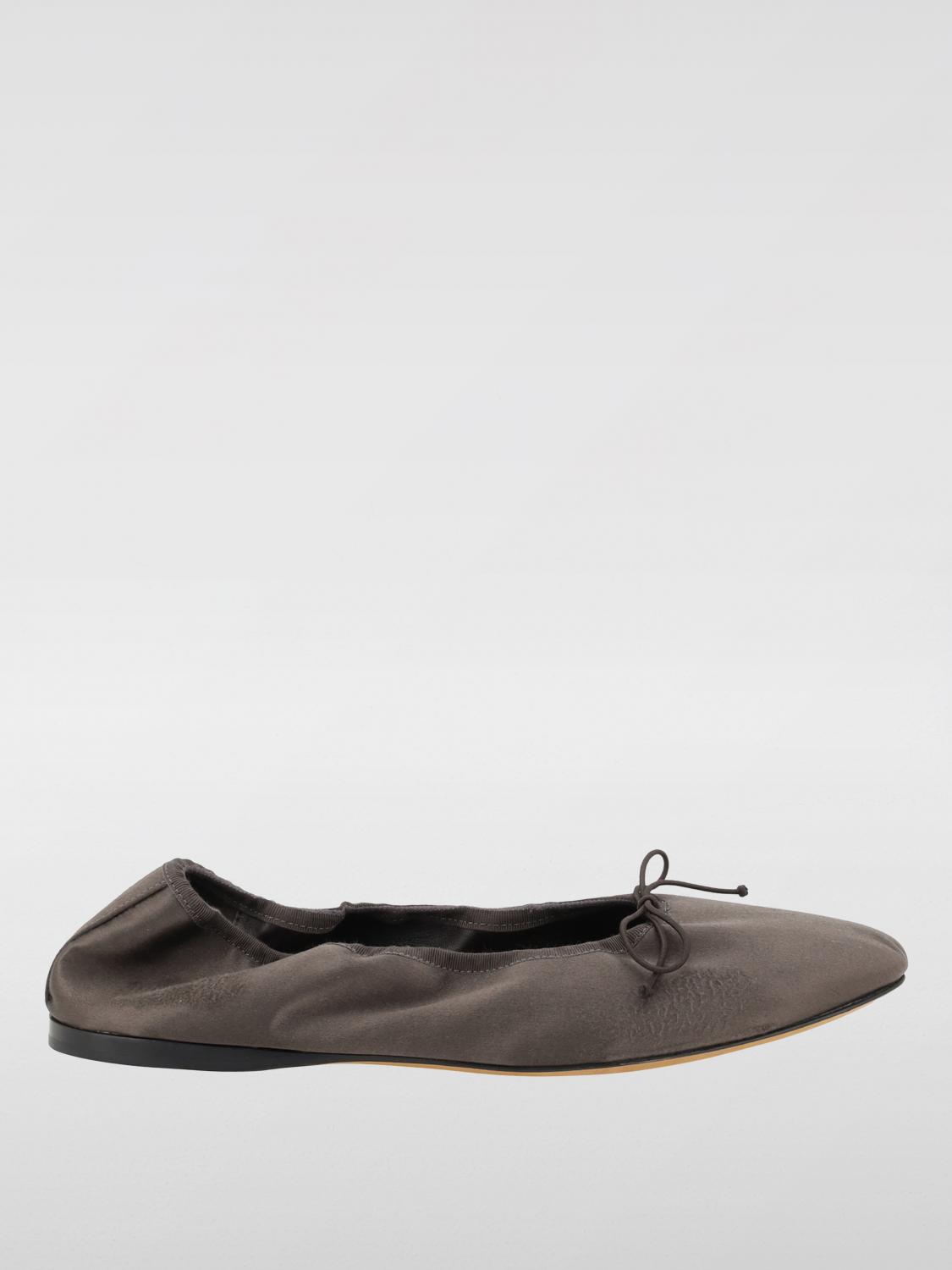 The Row Awar Leather Bow Ballerina Flats In Brown