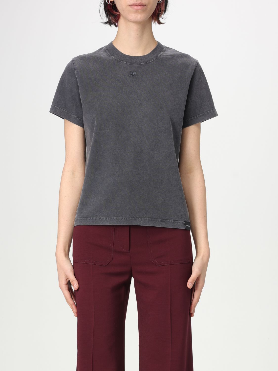 Shop Courrèges T-shirt Woman Color Grey In Grau