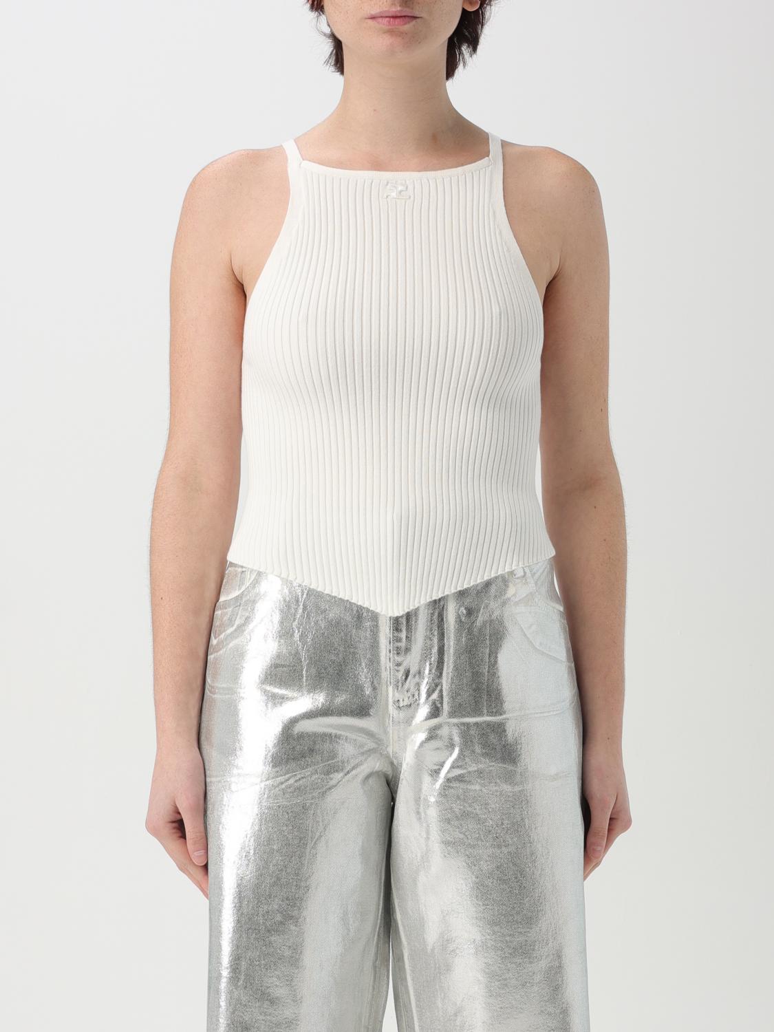 Shop Courrèges Top  Woman Color White