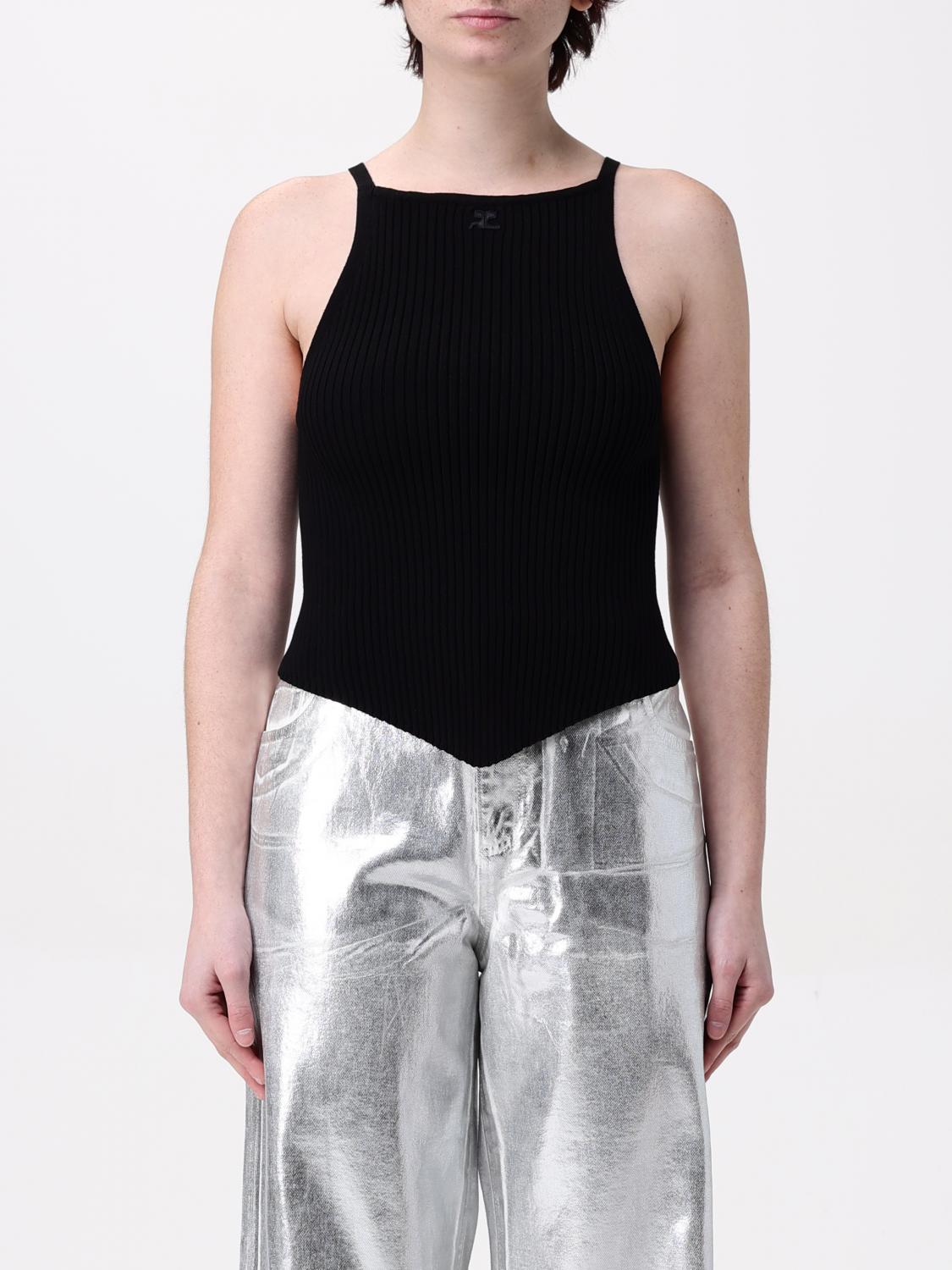 Shop Courrèges Top Woman Color Black