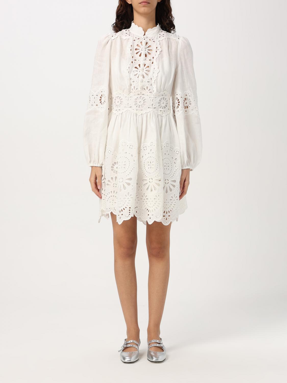 Zimmermann Acacia Broderie Mini Dress Ivory In Weiss