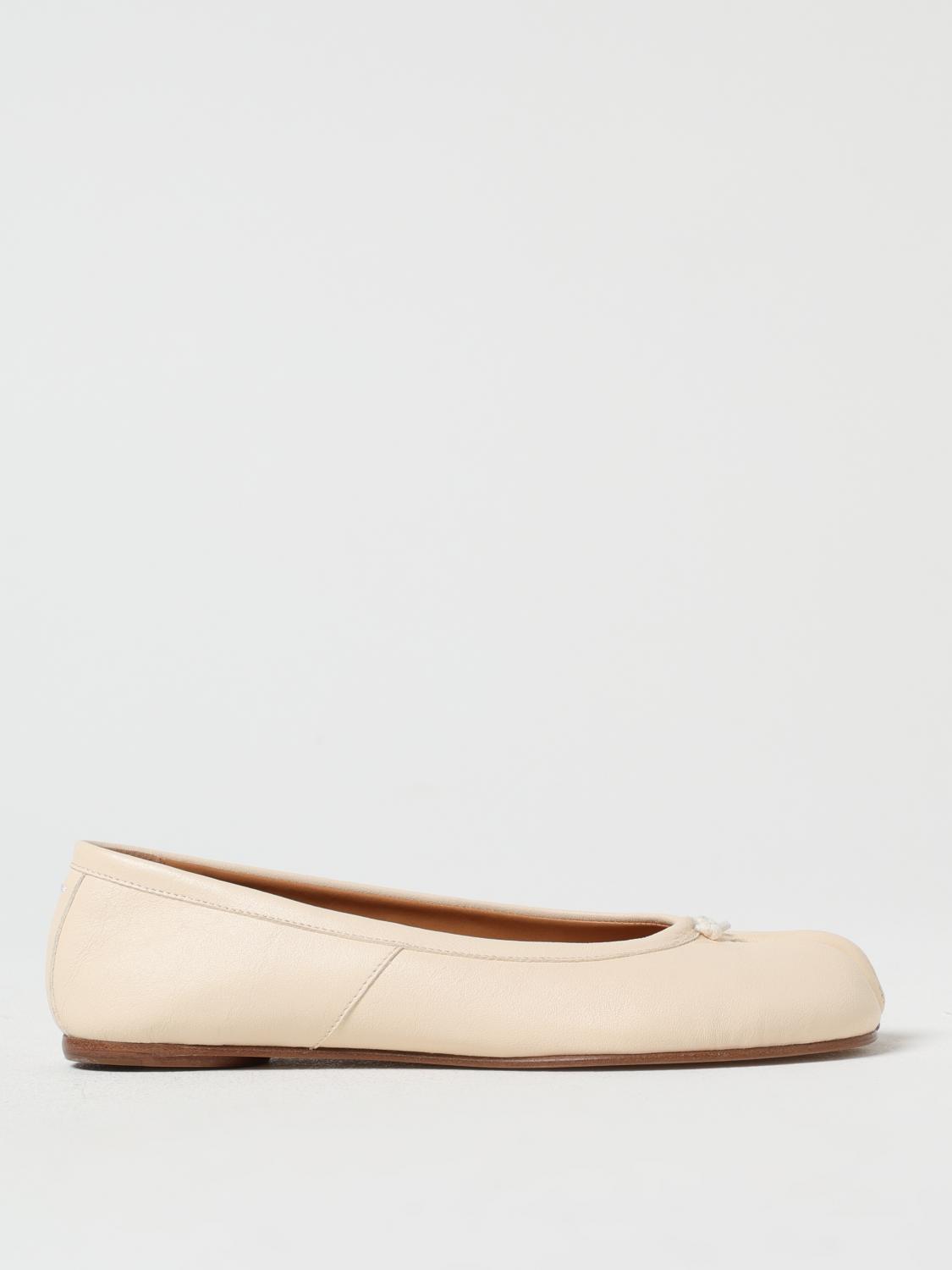 Maison Margiela 'tabi' White Ballerina Flats With Split-toe In Nappa Leather Woman In Cream
