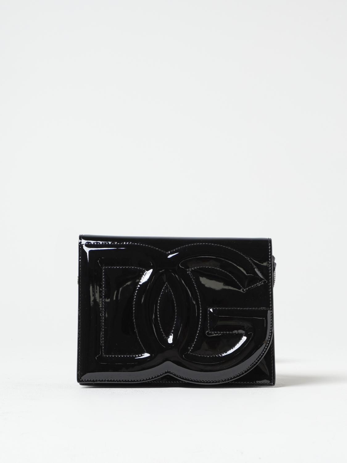 Dolce & Gabbana Dg Logo Patent Leather Crossbody Bag In 黑色