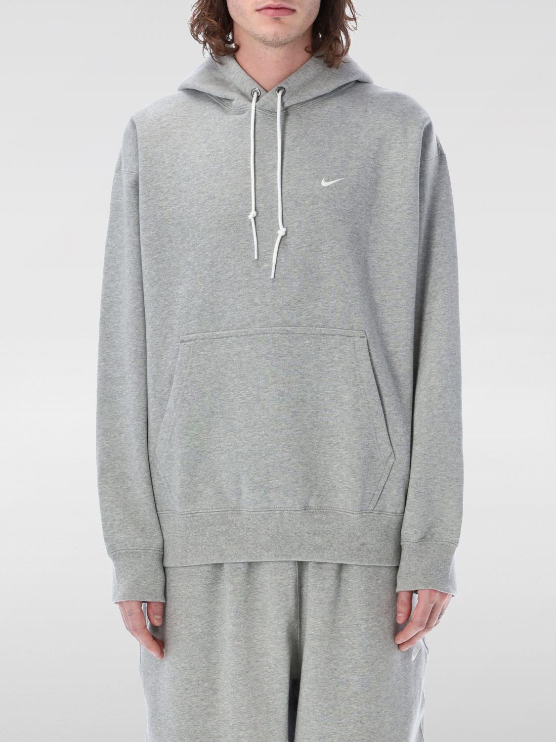 Nike Cotton Blend Hoodie Kangaroo Pocket In Grau