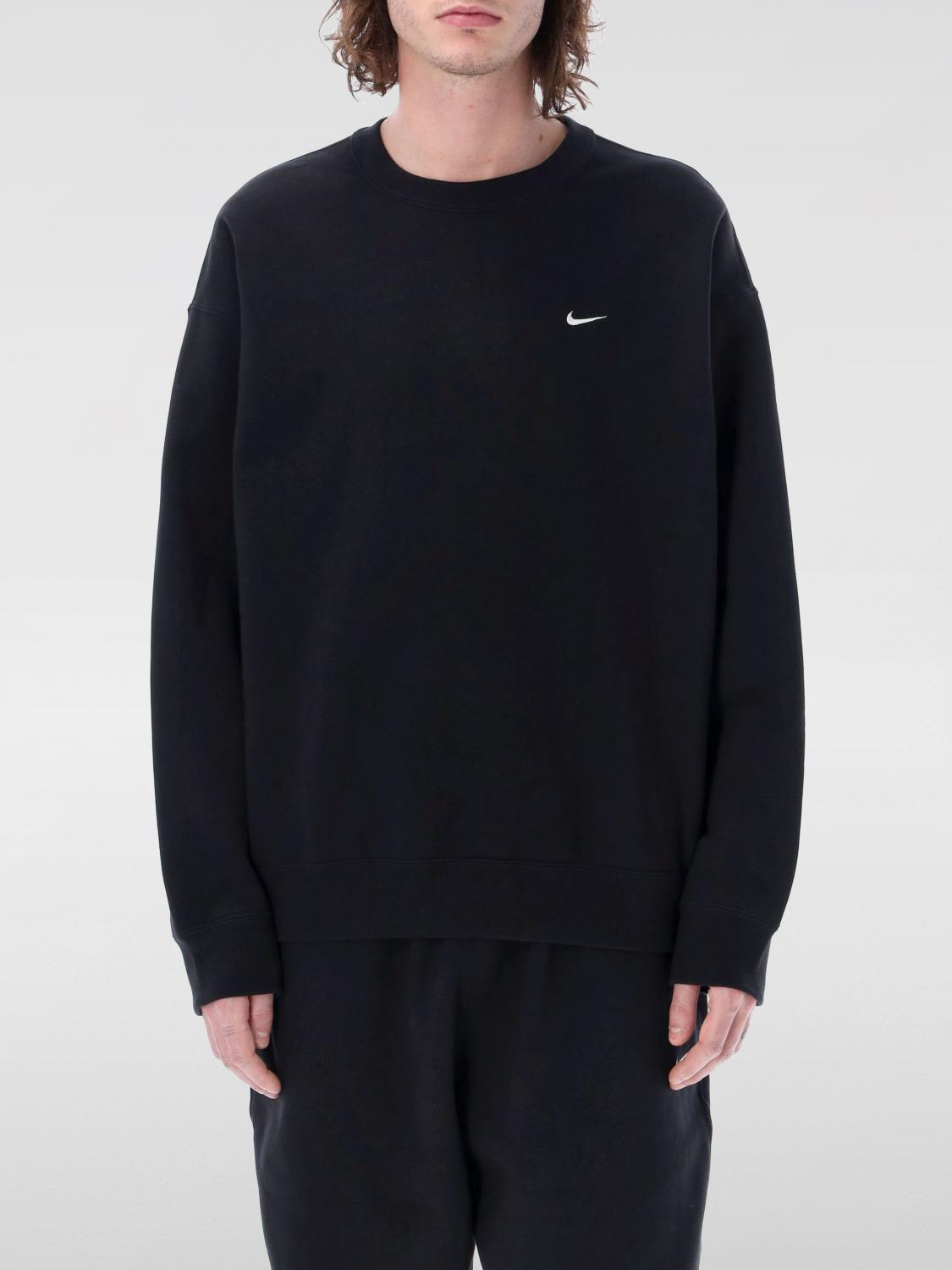 Nike Solo Swoosh Logo-embroidered Cotton-blend Jersey Sweatshirt In Schwarz