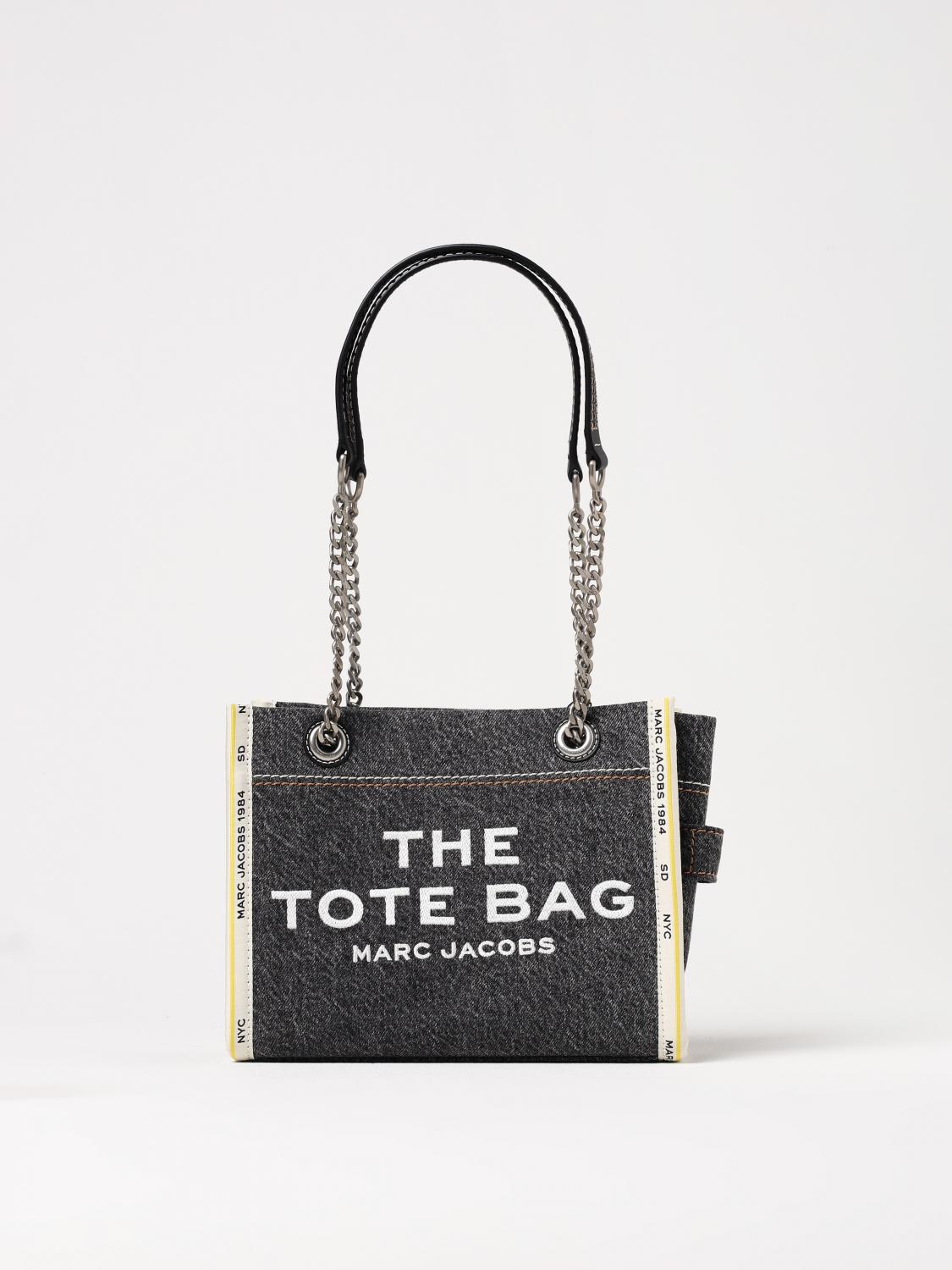 Marc Jacobs Sac Cabas The Denim Chain Micro Tote Bag In Black