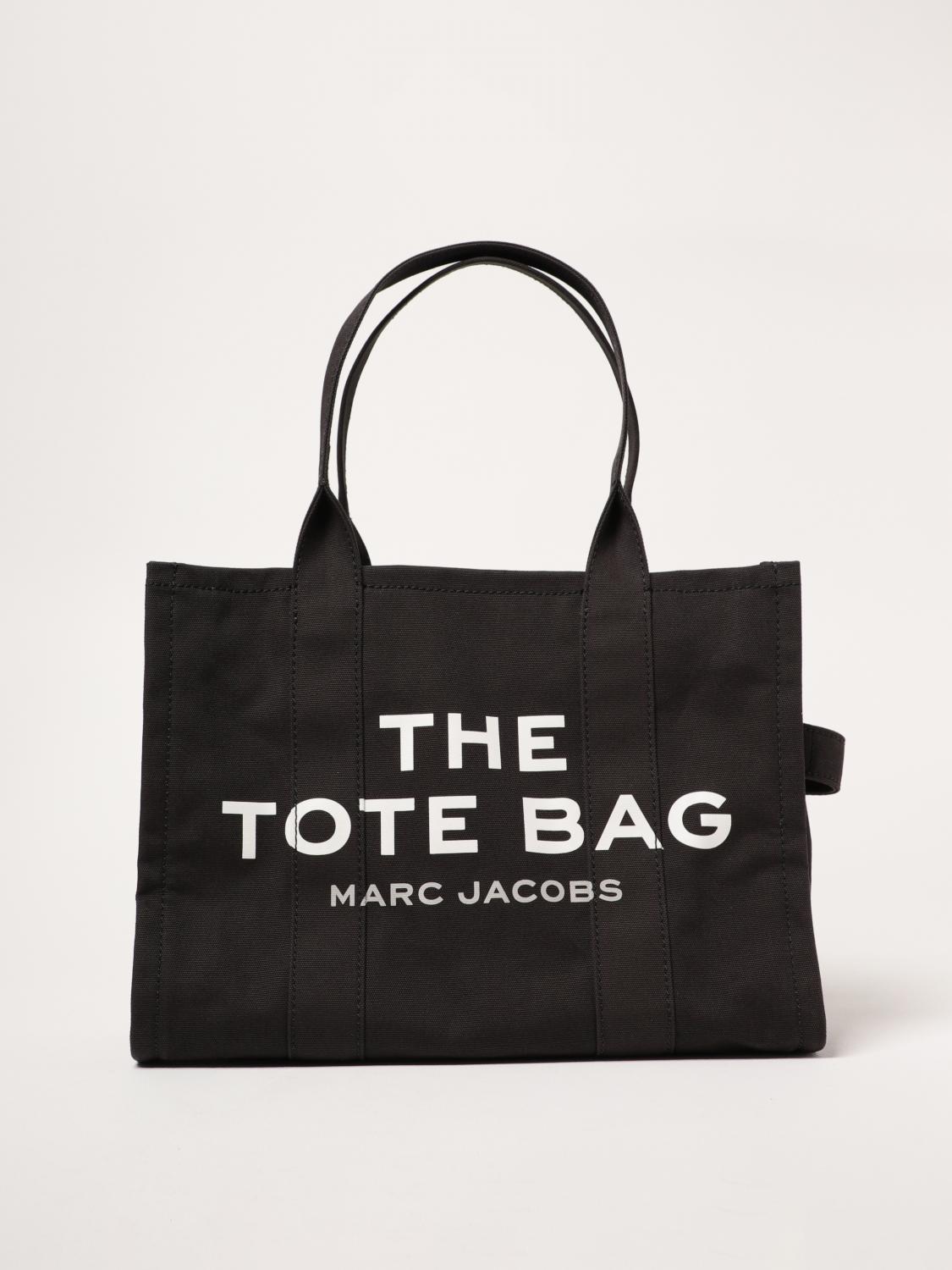 Marc Jacobs 'the Large Tote' Black Tote Bag With Contrasting Logo Print In Black