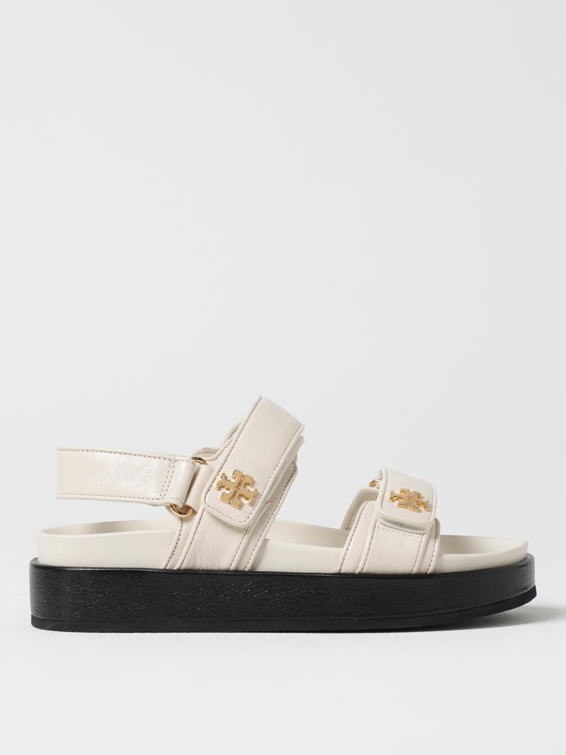 Shop Tory Burch Flat Sandals Woman Color Yellow Cream
