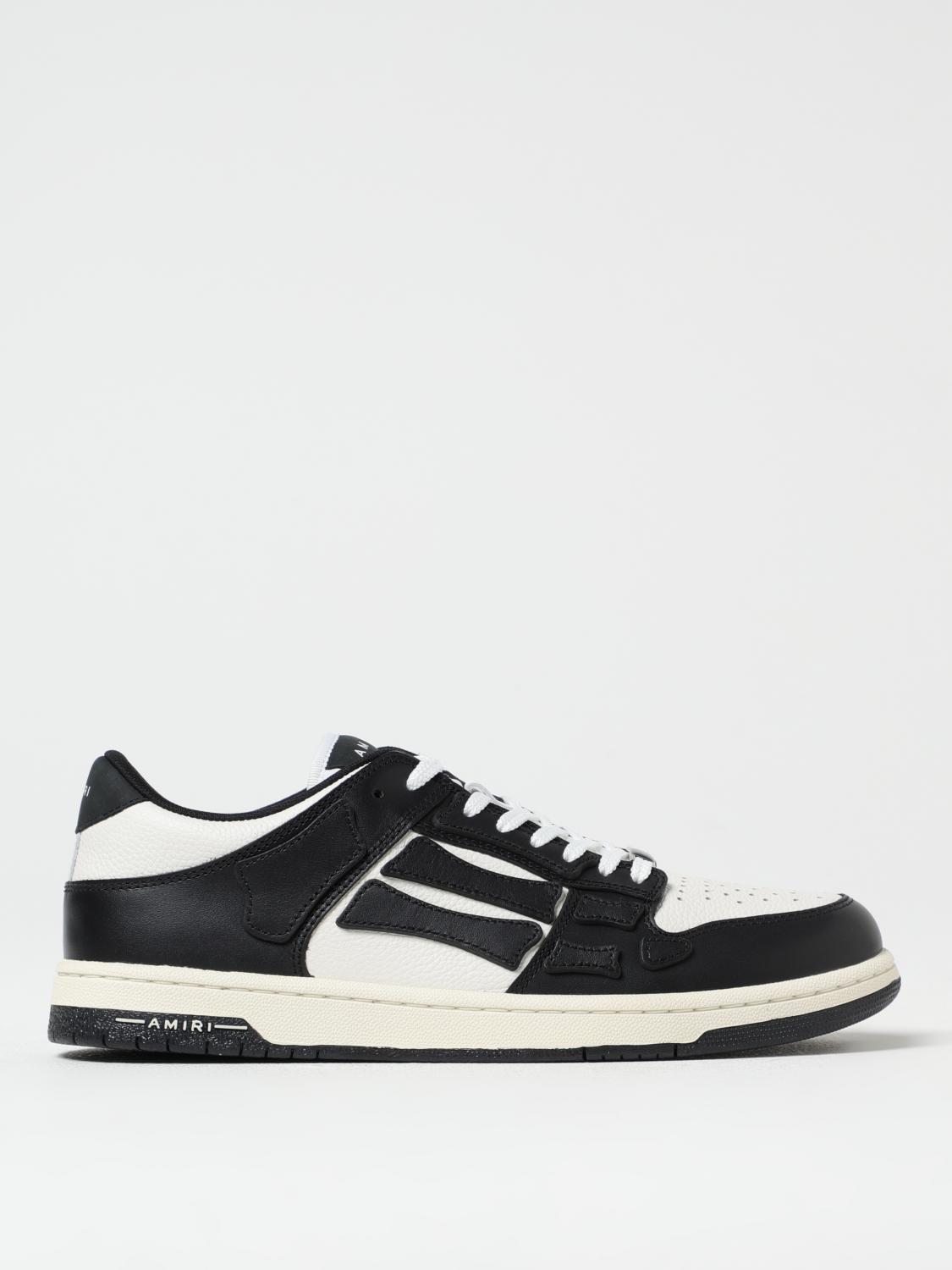 Amiri Skel Sneakers In White And Black Leather In Black