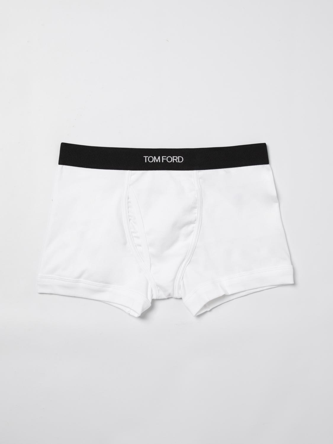 Tom Ford Logo Print Cotton Trunks In White