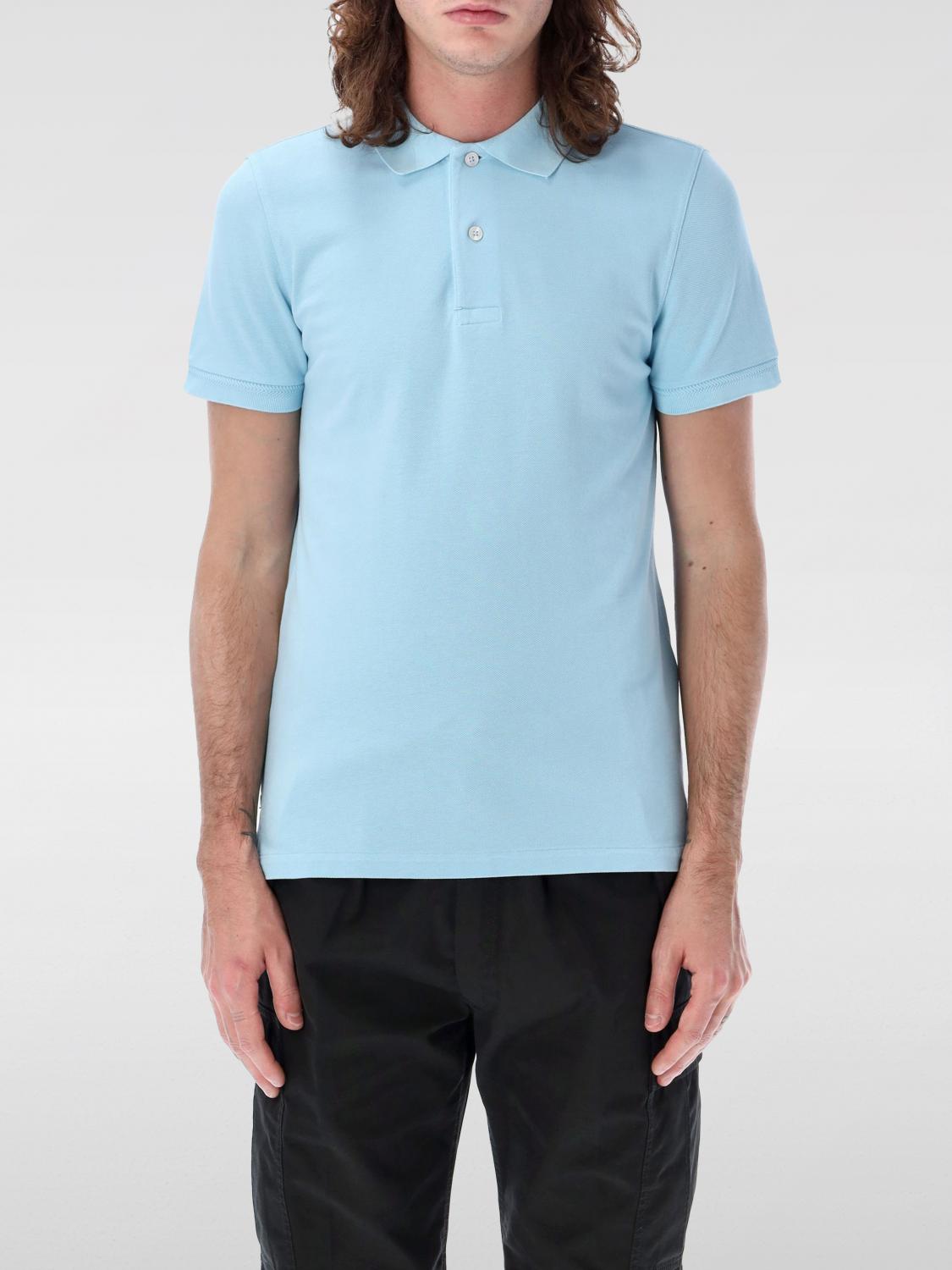 Tom Ford Tennis Cotton Piquet Polo In Sky
