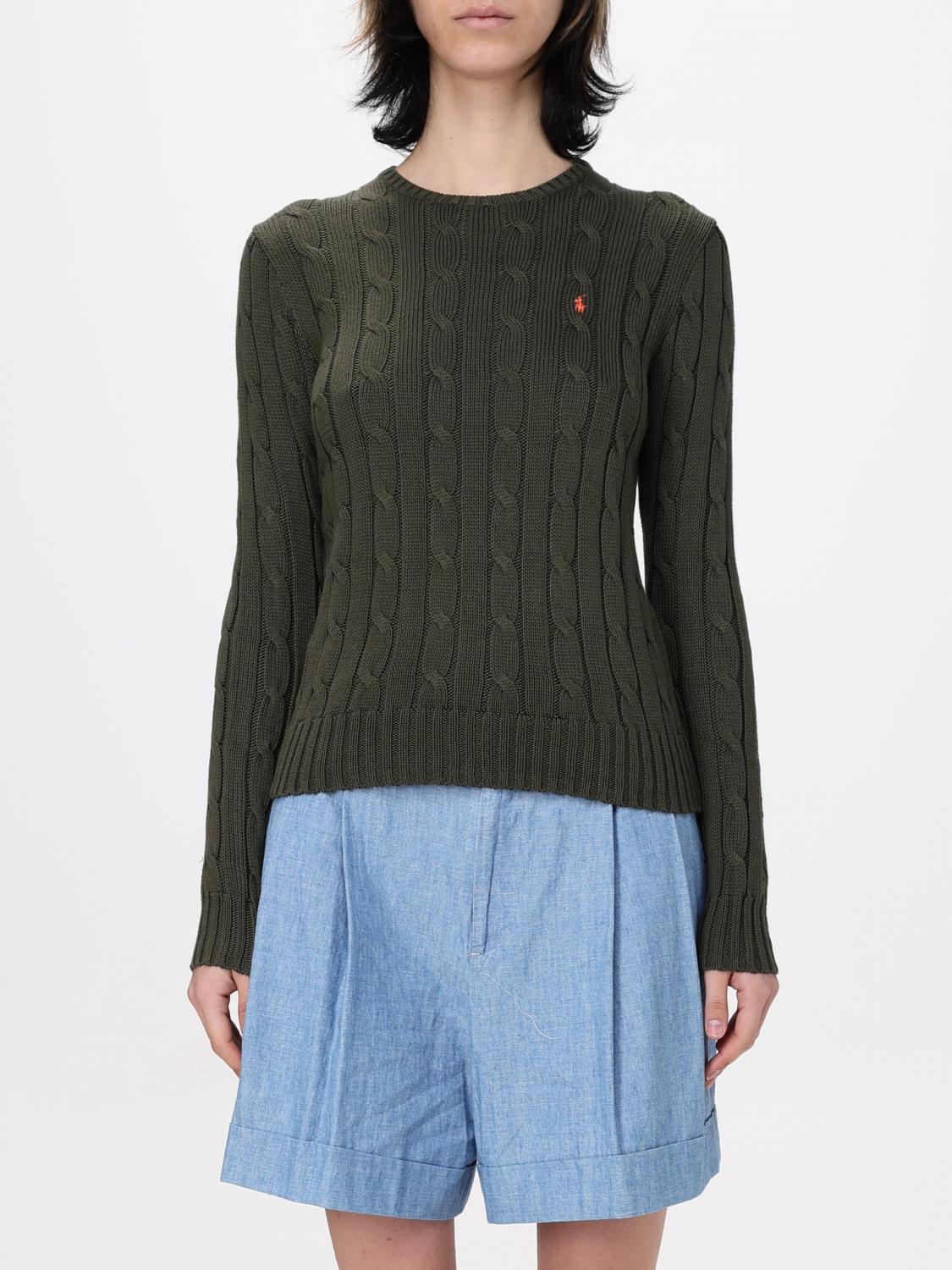 Polo Ralph Lauren Cable-knit Cotton Crewneck Sweater In Olive