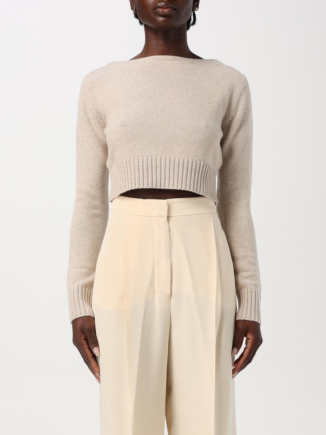 Max Mara Cropped Knitted Top In Beige