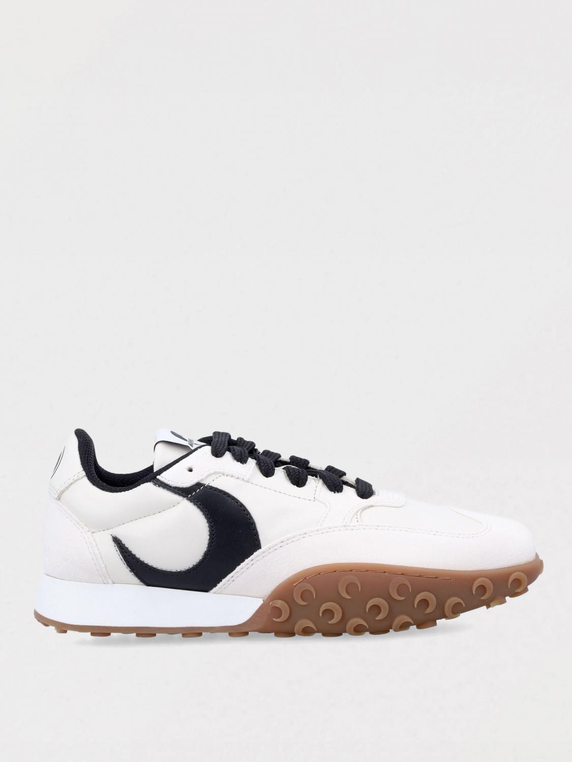 Marine Serre Wave Pattern Leather Sneaker In ベージュ