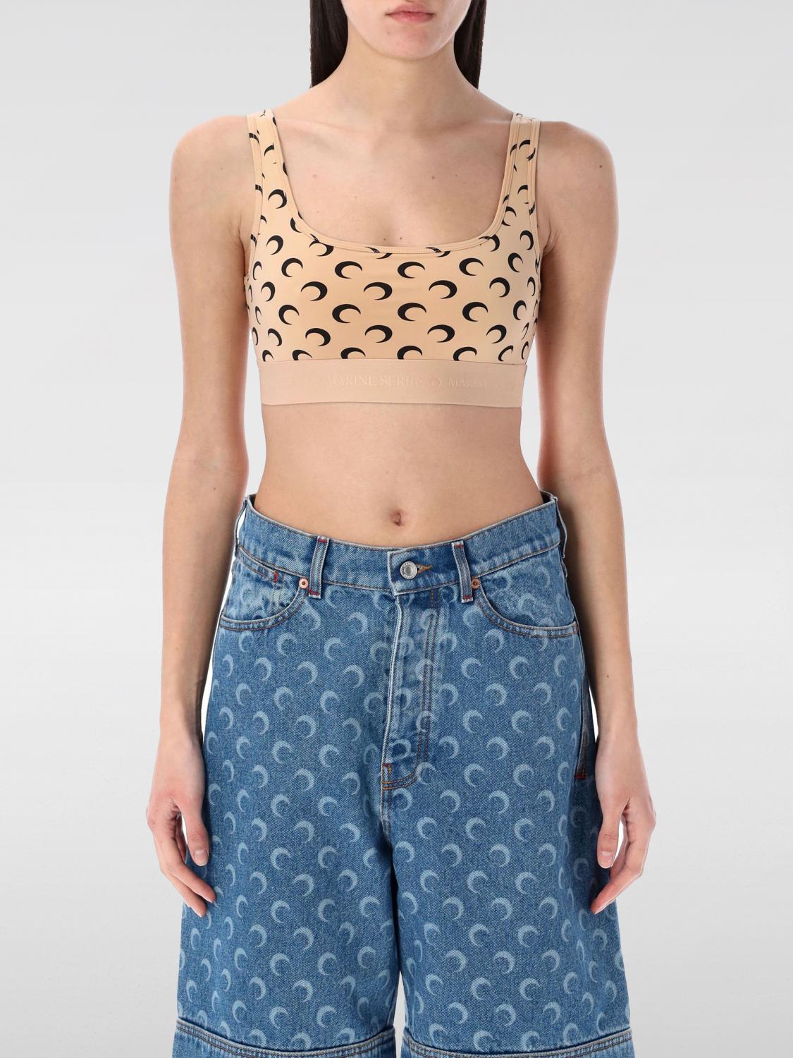 Marine Serre Moon Printed Sports Bra In Brown