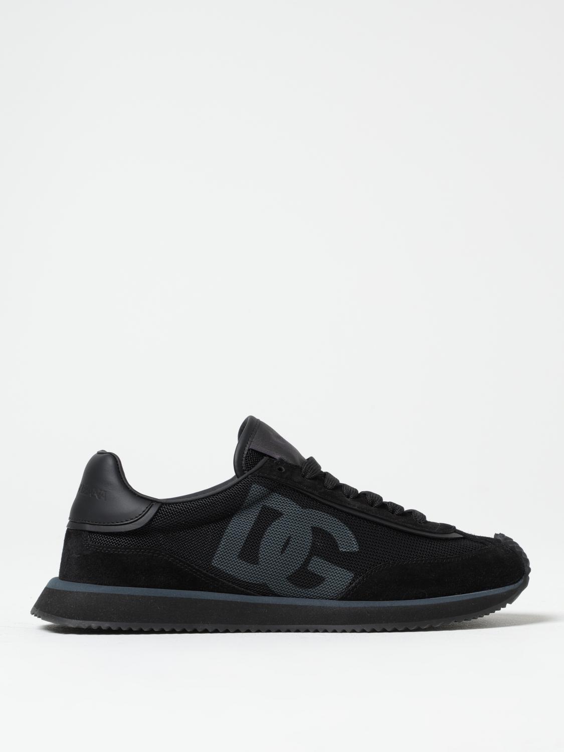 Dolce & Gabbana Low-top Nylon Sneakers With Leather Inserts In Black