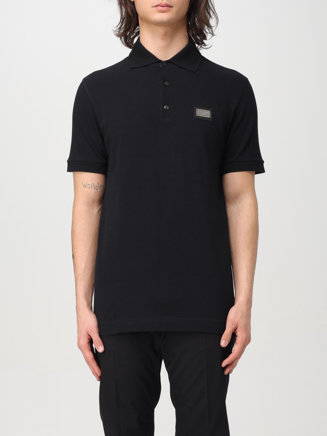 Dolce & Gabbana Short-sleeved Wool Polo Shirt In Black