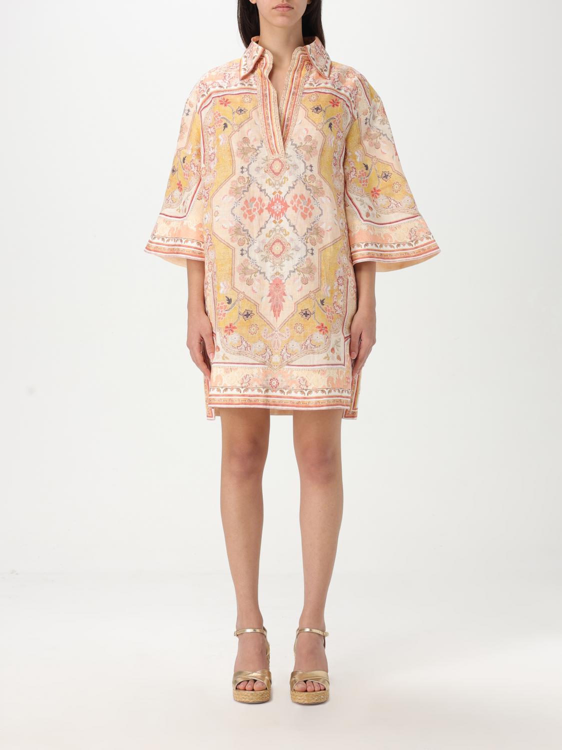 Zimmermann Wylie Printed Linen Tunic In Mustard
